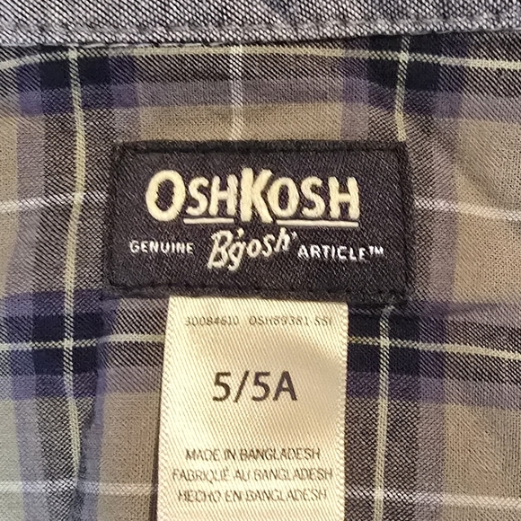 OshKosh B'gosh Blue and Gray Casual Button Down Shirt - Picture 2 of 5
